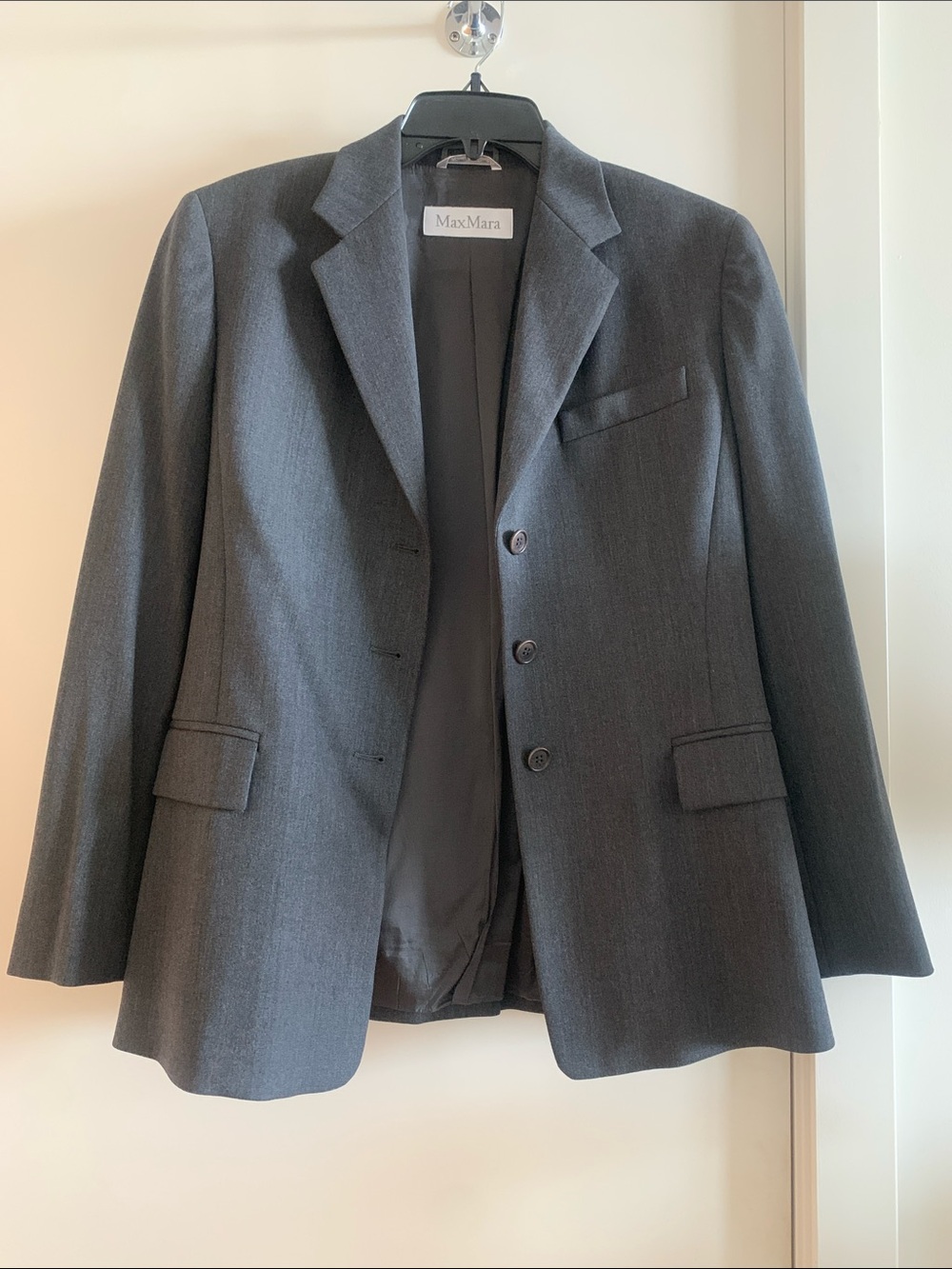 MaxMara rCharcoal Gray Single-Breasted Blazer, size 10